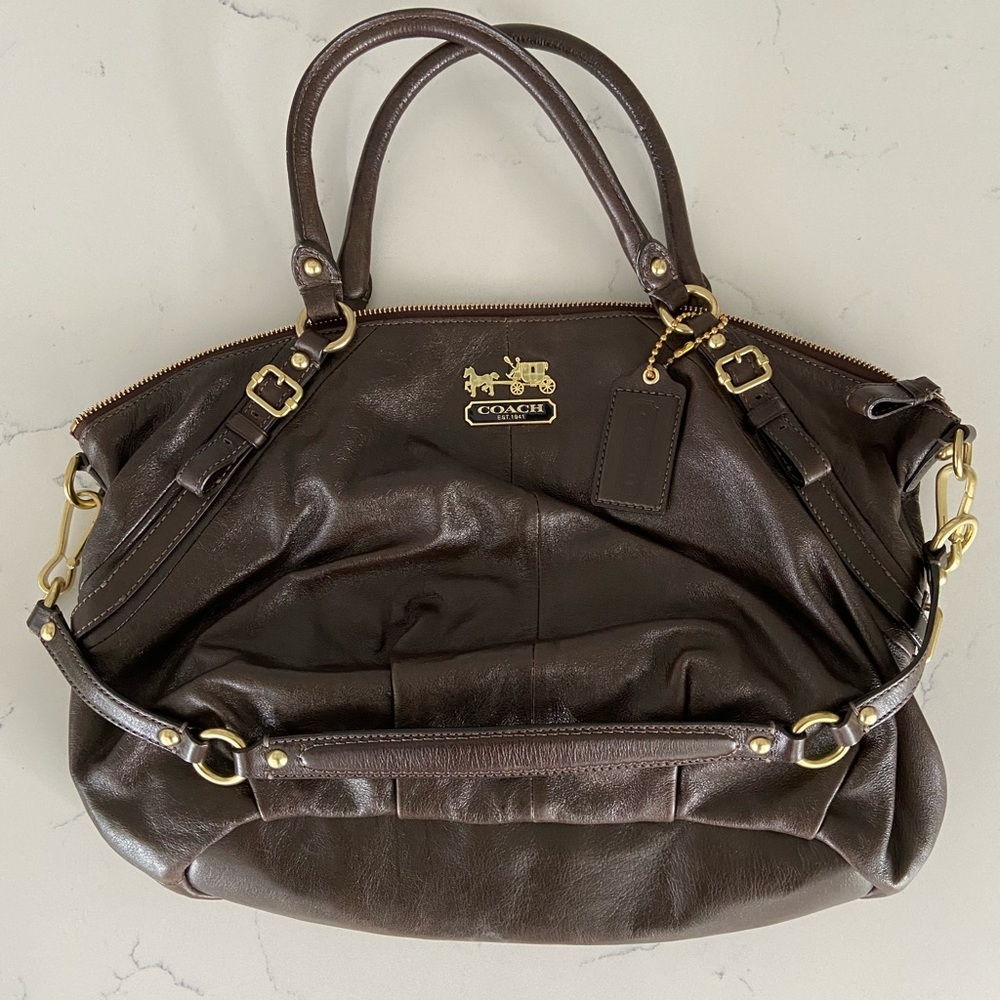 Coach Madison Leather Purse Dark Brown
